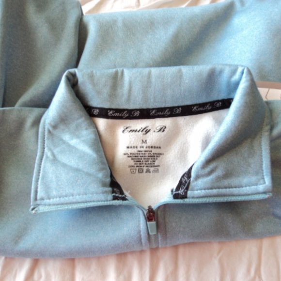 NWT Emily B Activewear Women's Medium Blue Pull On Jacket Half Zipper Fleece - Picture 7 of 8